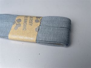 Jersey skråbånd - gustaviansk blå, 20 mm og 3 meter